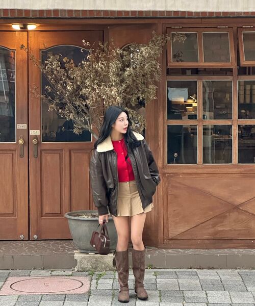LADY VOLUME（レディーボリューム）の「SHEARING VINTAGE WASHED LEATHER PADDING JUMPER_BROWN（ダウンジャケット/コート・レディース・その他・FREE）」の8枚目の写真