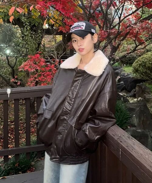 LADY VOLUME（レディーボリューム）の「SHEARING VINTAGE WASHED LEATHER PADDING JUMPER_BROWN（ダウンジャケット/コート・レディース・その他・FREE）」の9枚目の写真