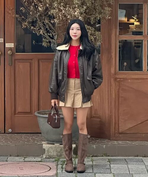 LADY VOLUME（レディーボリューム）の「SHEARING VINTAGE WASHED LEATHER PADDING JUMPER_BROWN（ダウンジャケット/コート・レディース・その他・FREE）」の10枚目の写真