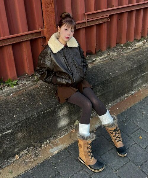 LADY VOLUME（レディーボリューム）の「SHEARING VINTAGE WASHED LEATHER PADDING JUMPER_BROWN（ダウンジャケット/コート・レディース・その他・FREE）」の11枚目の写真
