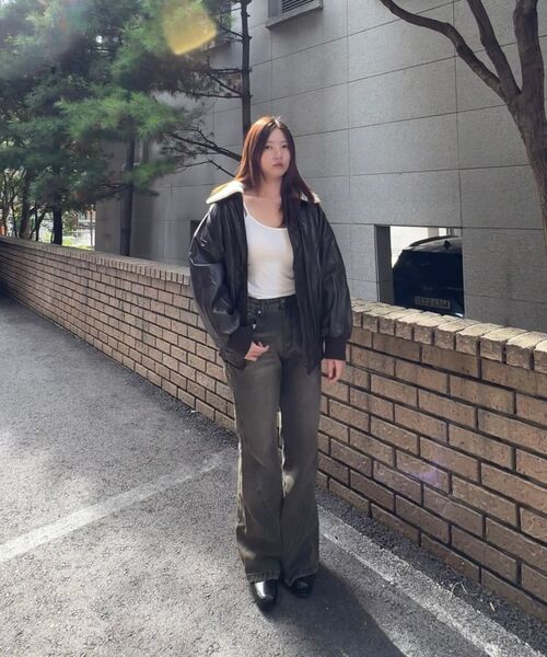 LADY VOLUME（レディーボリューム）の「SHEARING VINTAGE WASHED LEATHER PADDING JUMPER_BROWN（ダウンジャケット/コート・レディース・その他・FREE）」の16枚目の写真