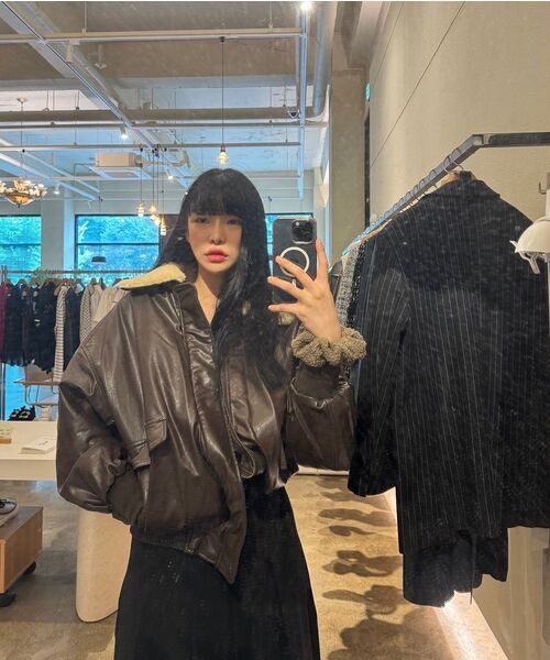 LADY VOLUME（レディーボリューム）の「SHEARING VINTAGE WASHED LEATHER PADDING JUMPER_BROWN（ダウンジャケット/コート・レディース・その他・FREE）」の17枚目の写真