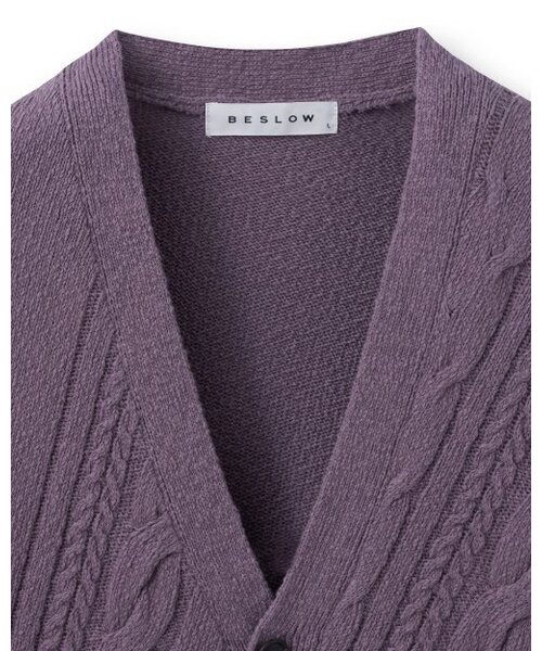 BESLOW(ビースロー)の「DIAGONAL CABLE CARDIGAN LILAC(カーディガン/ボレロ・メンズ・その他・LARGE/MEDIUM/X-LARGE)」の3枚目の写真