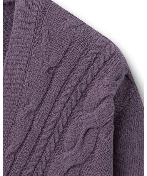 BESLOW(ビースロー)の「DIAGONAL CABLE CARDIGAN LILAC(カーディガン/ボレロ・メンズ・その他・LARGE/MEDIUM/X-LARGE)」の4枚目の写真