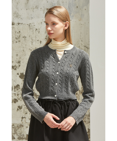 ANOETIC(アノエティック)の「ANC GOLD CABLE CARDIGAN_GREY(カーディガン/ボレロ・レディース・グレー・FREE)」の1枚目の写真