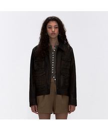 ERER（エルエル）の「ERER グラフィティポケットライダースジャケット ブラウン（その他アウター）」