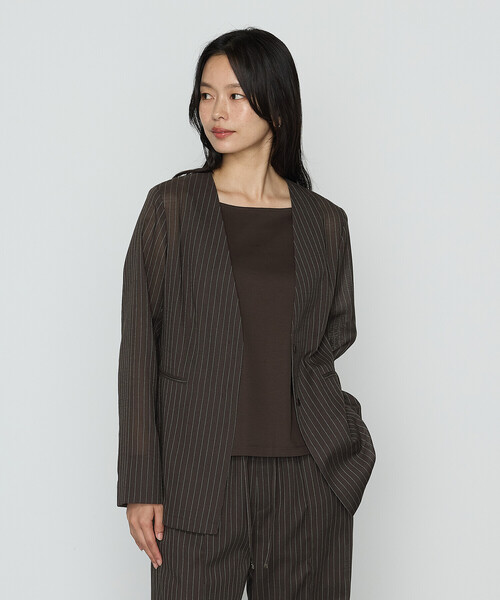 COMME CA（コムサ）の「〔 Sサイズ 〕 【セットアップ対応】シアーボイルストライプ ジャケット（セットアップ・レディース・キナリ・5号）」の7枚目の写真