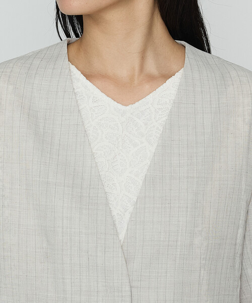 COMME CA（コムサ）の「〔 Sサイズ 〕 【セットアップ対応】シアーボイルストライプ ジャケット（セットアップ・レディース・キナリ・5号）」の11枚目の写真