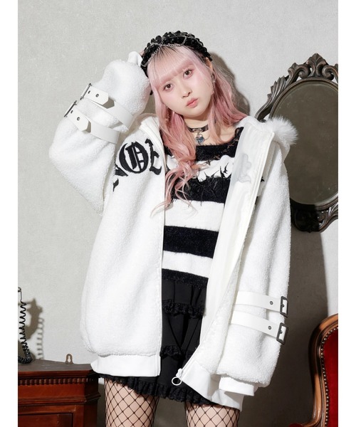 ダブルバックルうさ耳ユニセックスボアブルゾン（ブルゾン）｜NOEMIE