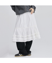 AWESOME STUDIO（オーサムスタジオ）の「フリルシャーリングカンカンスカートミディホワイト（スカート）」