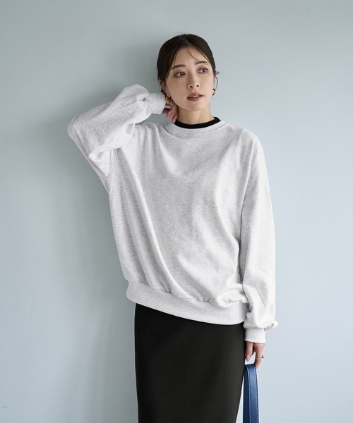 STYLE DELI(スタイルデリ)の「ボリュームダウンスウェットトップス(スウェット・レディース・ネイビー/オートミール/ブラック・FREE)」の2枚目の写真