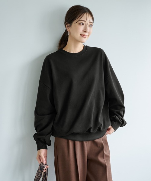 STYLE DELI(スタイルデリ)の「ボリュームダウンスウェットトップス(スウェット・レディース・ネイビー/オートミール/ブラック・FREE)」の1枚目の写真
