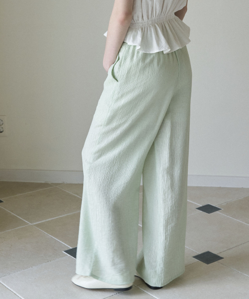 WRINKLE WIDE BANDING PANTS - MINT