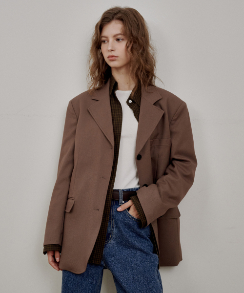 LOSSYROW(ロッシロー)の「Loose Fit Tailored Jacket Brown(テーラードジャケット・レディース・ブラウン・FREE)」の1枚目の写真