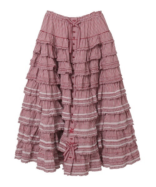 PINK HOUSE ピンクハウス　ギンガムチェック　フリルスカート ギンガムチェックフリルスカート（スカート）｜PINK HOUSE（ピンク