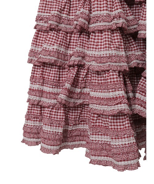 PINK HOUSE(ピンクハウス)の「ギンガムチェックフリルスカート(スカート・レディース・ブラック/レッド/グリーン/ブラウン・フリー)」の9枚目の写真