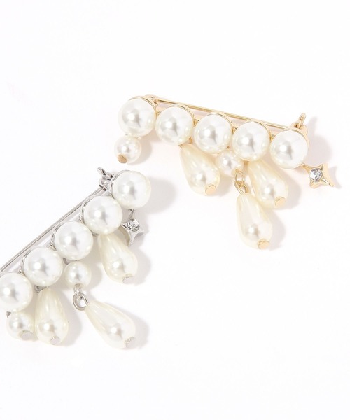 niko and...（ニコアンド）の「パール風キラブローチ（ブローチ/コサージュ・レディース・イエロー/グレー・0）」の4枚目の写真