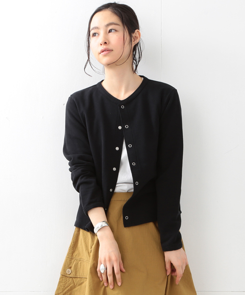 BEAMS BOY リングドットカーディガン ブラック BEAMS BOY（ビームス ボーイ）リングドット カーディガン