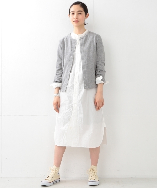 BEAMS BOY（ビームスボーイ）の「BEAMS BOY / リングドットボタン スウェットカーディガン（カーディガン/ボレロ・レディース・ホワイト/グレー/ブラック・ONE SIZE）」の10枚目の写真