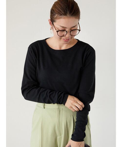 Lugnoncure(ルノンキュール)の「スムース起毛クルーネックカットソー(Tシャツ/カットソー・レディース・グレー/オフホワイト/ブラック・F)」の2枚目の写真