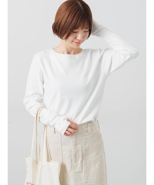 Lugnoncure(ルノンキュール)の「スムース起毛クルーネックカットソー(Tシャツ/カットソー・レディース・グレー/オフホワイト/ブラック・F)」の6枚目の写真