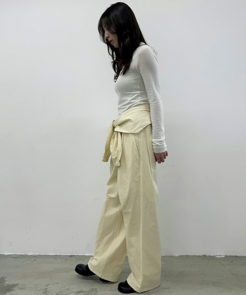Dita Muaj.（ディータムアージュ）の「2WAYツイルウエスト巻ワイドパンツ【腰巻取り外し可】（その他パンツ・レディース・ブラック/ペールイエロー・FREE）」の5枚目の写真