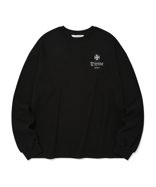 PHOS333(フォースサンサンサン)の「Divine Waffle Long Sleeved/Black(Tシャツ/カットソー・レディース・その他・MEDIUM/LARGE)」の1枚目の写真