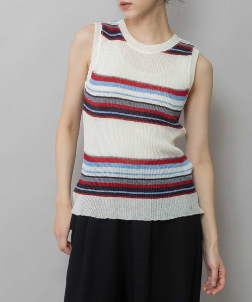 Munich(ミューニック)の「シアーリブニットタンクトップ(ニット/セーター・レディース・アイボリー/ネイビー系/アイボリー系/グレー/ブラック・FREE)」の1枚目の写真