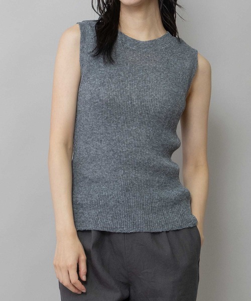 Munich(ミューニック)の「シアーリブニットタンクトップ(ニット/セーター・レディース・アイボリー/ネイビー系/アイボリー系/グレー/ブラック・FREE)」の4枚目の写真