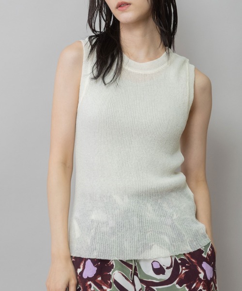 Munich(ミューニック)の「シアーリブニットタンクトップ(ニット/セーター・レディース・アイボリー/ネイビー系/アイボリー系/グレー/ブラック・FREE)」の2枚目の写真