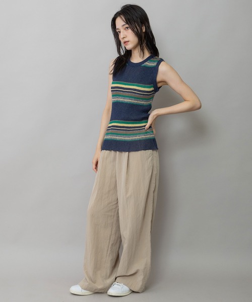 Munich(ミューニック)の「シアーリブニットタンクトップ(ニット/セーター・レディース・アイボリー/ネイビー系/アイボリー系/グレー/ブラック・FREE)」の10枚目の写真