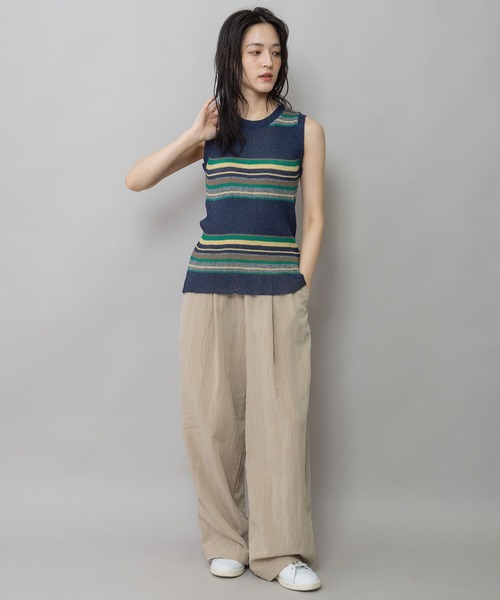 Munich(ミューニック)の「シアーリブニットタンクトップ(ニット/セーター・レディース・アイボリー/ネイビー系/アイボリー系/グレー/ブラック・FREE)」の11枚目の写真