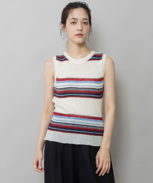 Munich(ミューニック)の「シアーリブニットタンクトップ(ニット/セーター・レディース・アイボリー/ネイビー系/アイボリー系/グレー/ブラック・FREE)」の12枚目の写真