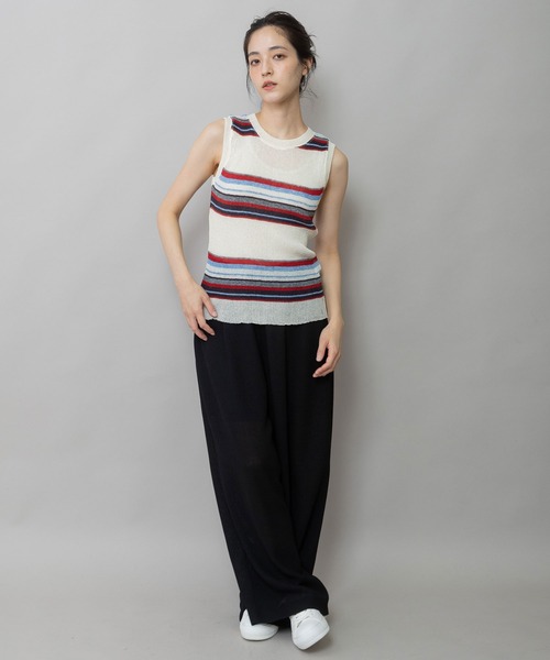 Munich(ミューニック)の「シアーリブニットタンクトップ(ニット/セーター・レディース・アイボリー/ネイビー系/アイボリー系/グレー/ブラック・FREE)」の17枚目の写真