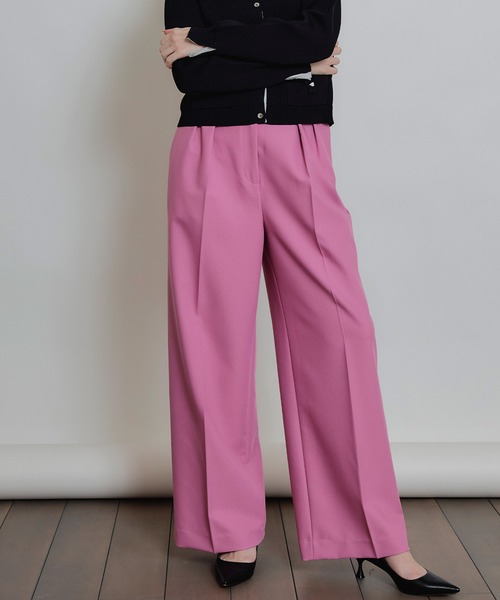 PICCIN(ピッチン)の「アジャスター付きタックワイドパンツ(その他パンツ・レディース・オフホワイト/ブラック/ピンク・S/M)」の3枚目の写真