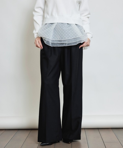 PICCIN(ピッチン)の「アジャスター付きタックワイドパンツ(その他パンツ・レディース・オフホワイト/ブラック/ピンク・S/M)」の2枚目の写真