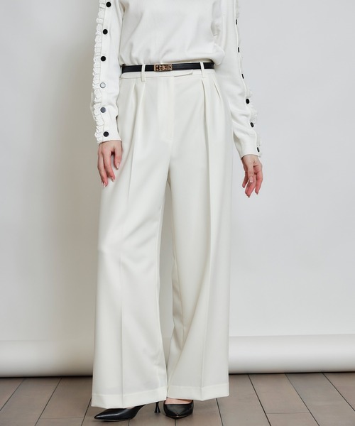 PICCIN(ピッチン)の「アジャスター付きタックワイドパンツ(その他パンツ・レディース・オフホワイト/ブラック/ピンク・S/M)」の4枚目の写真