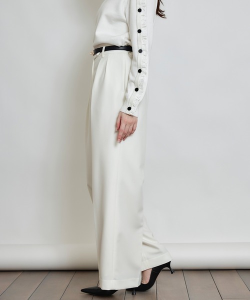 PICCIN(ピッチン)の「アジャスター付きタックワイドパンツ(その他パンツ・レディース・オフホワイト/ブラック/ピンク・S/M)」の5枚目の写真