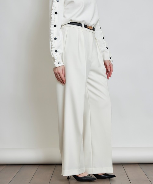 PICCIN(ピッチン)の「アジャスター付きタックワイドパンツ(その他パンツ・レディース・オフホワイト/ブラック/ピンク・S/M)」の7枚目の写真