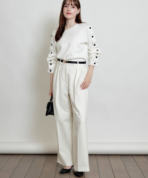 PICCIN(ピッチン)の「アジャスター付きタックワイドパンツ(その他パンツ・レディース・オフホワイト/ブラック/ピンク・S/M)」の9枚目の写真