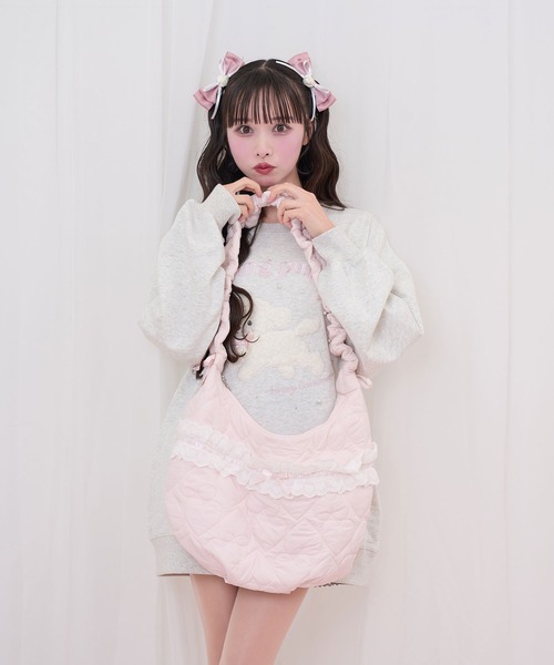 Honey Cinnamon（ハニーシナモン）の「ハートキルティングショルダーバッグ（ショルダーバッグ・レディース・ブラック/ピンク・FREE）」の6枚目の写真