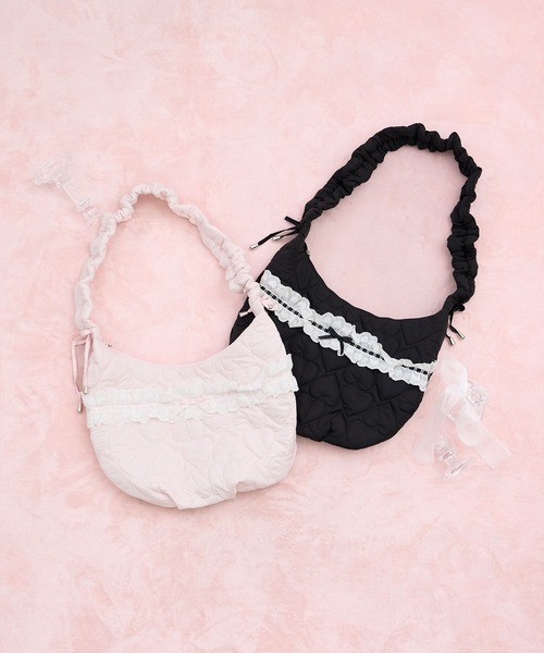 Honey Cinnamon（ハニーシナモン）の「ハートキルティングショルダーバッグ（ショルダーバッグ・レディース・ブラック/ピンク・FREE）」の3枚目の写真