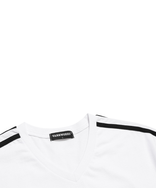 VANNWORKS（バンワークス）の「スポーティブロックコアVネック半袖Tシャツ (VS0033) ホワイト（Tシャツ/カットソー・レディース・その他・S/M/L/XL）」の3枚目の写真