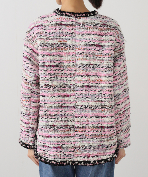 IENA（イエナ）の「leur logette/ルールロジェット tweed jacket ジャケット 2382（ノーカラージャケット・レディース・バーガンディー/パープル系その他/ブラック・FREE）」の16枚目の写真