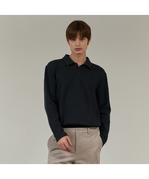 MINDBRIDGE（マインドブリッジ）の「[ウォーム]起毛ワッフル生地カラーTシャツ - 2色（Tシャツ/カットソー・メンズ・ベージュ/ダークグレー・100/110/95/105）」の2枚目の写真