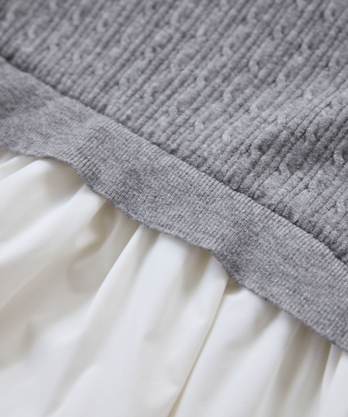 VIS（ビス）の「ダブルカラーポロニットドッキングワンピース（ワンピース・レディース・ライトグレー/ネイビー・FREE）」の8枚目の写真