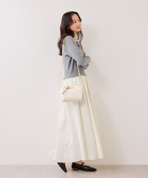 VIS（ビス）の「ダブルカラーポロニットドッキングワンピース（ワンピース・レディース・ライトグレー/ネイビー・FREE）」の11枚目の写真