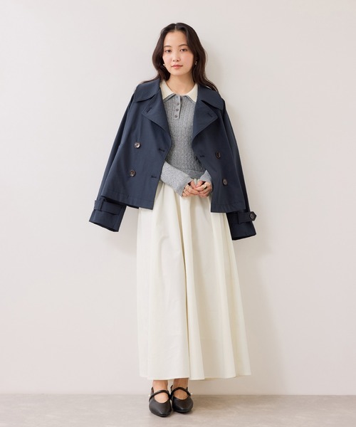 VIS（ビス）の「ダブルカラーポロニットドッキングワンピース（ワンピース・レディース・ライトグレー/ネイビー・FREE）」の17枚目の写真