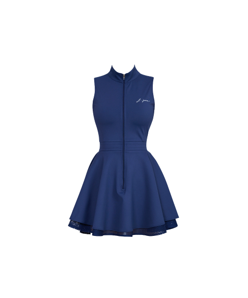 J.JANE(ジェイジェーン)の「前ジッパーダブルフレアワンピース (ネイビー)(ワンピース・レディース・その他・S/M/XS)」の2枚目の写真
