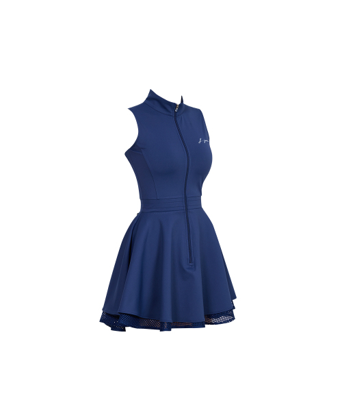 J.JANE(ジェイジェーン)の「前ジッパーダブルフレアワンピース (ネイビー)(ワンピース・レディース・その他・S/M/XS)」の3枚目の写真